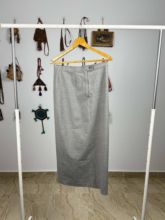 Grey Midi Wool Skirt