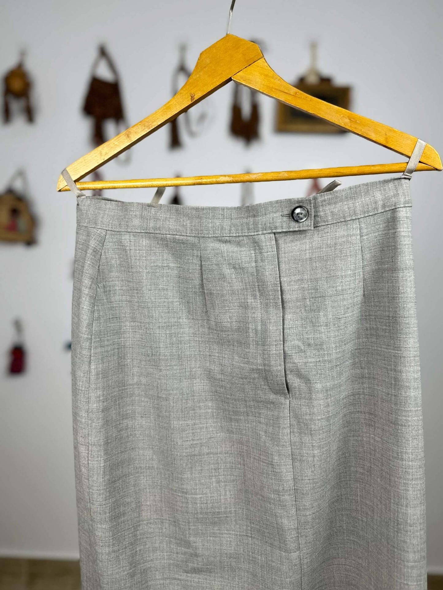 Grey Midi Wool Skirt