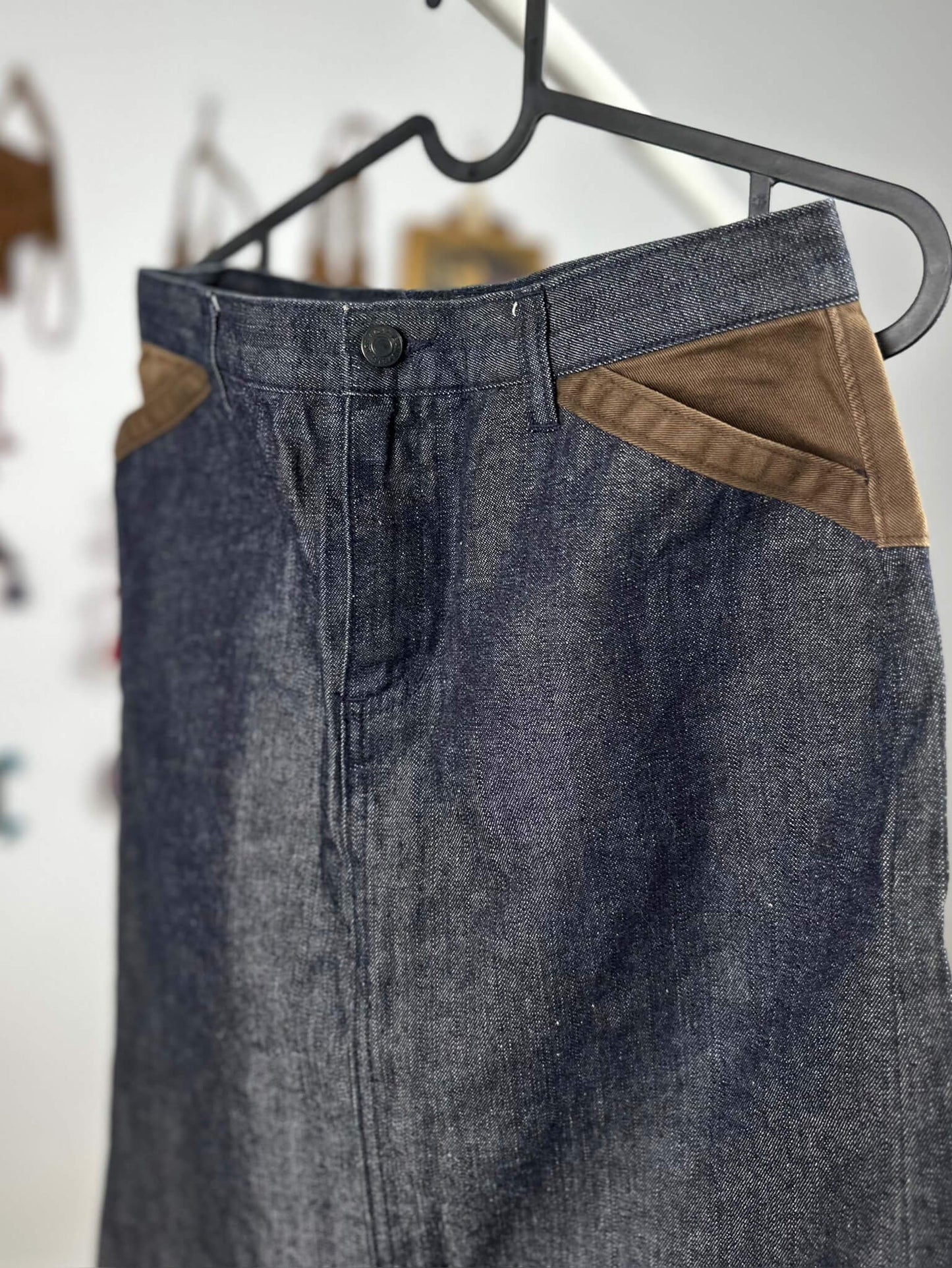 Denim and Suede Skirt