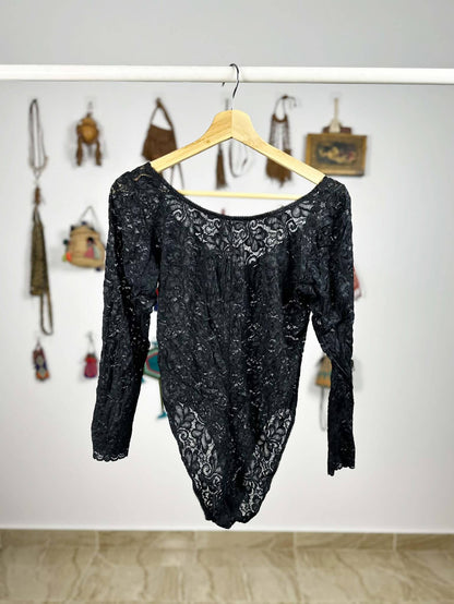 Vintage Black Lace Bodysuit