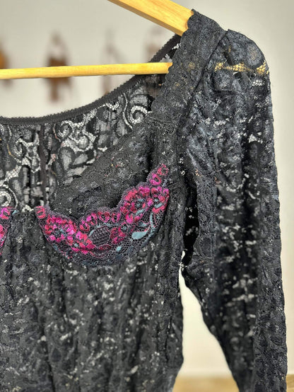 Vintage Black Lace Bodysuit