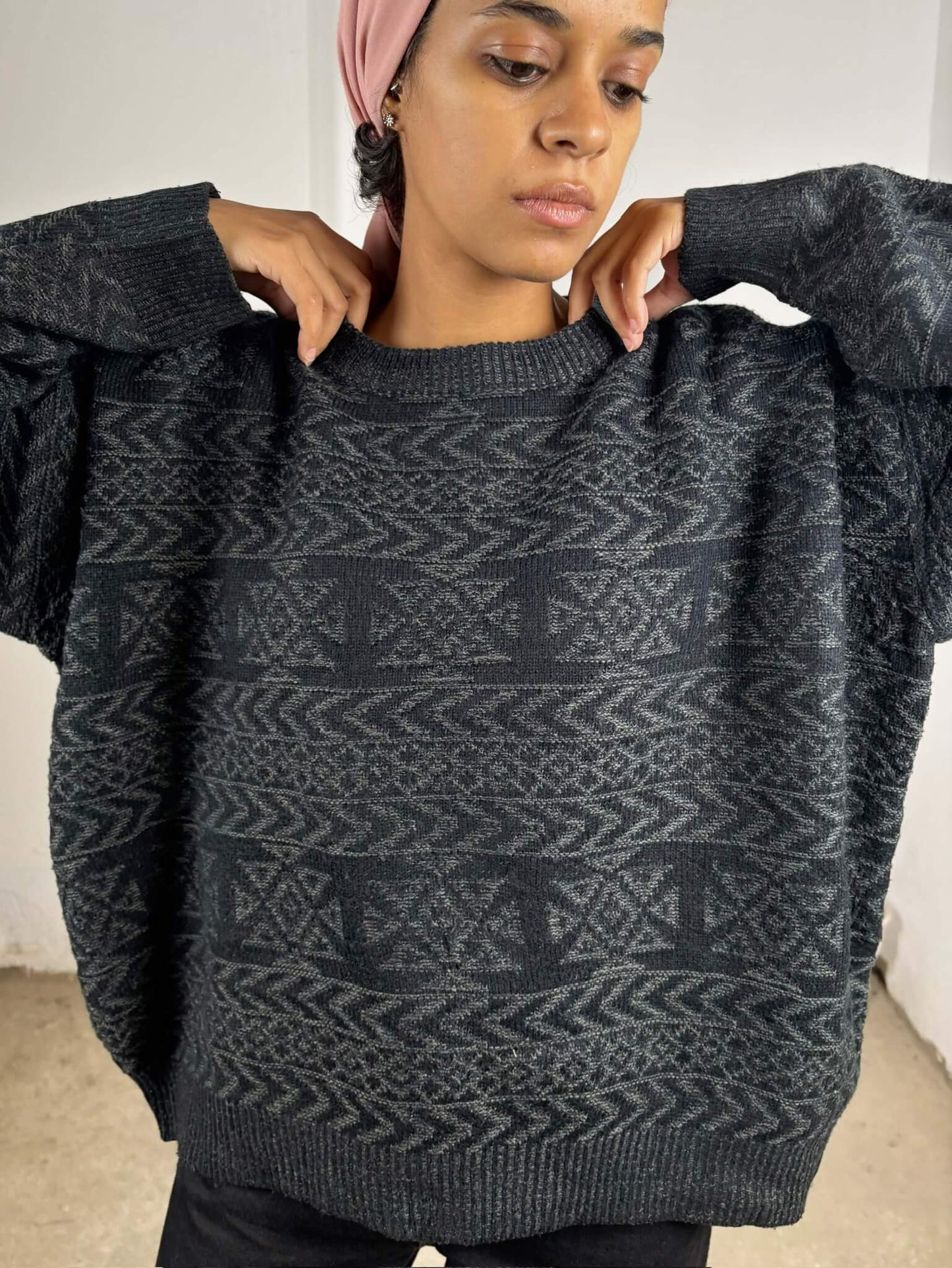 Vintage Dark Patterned Sweater
