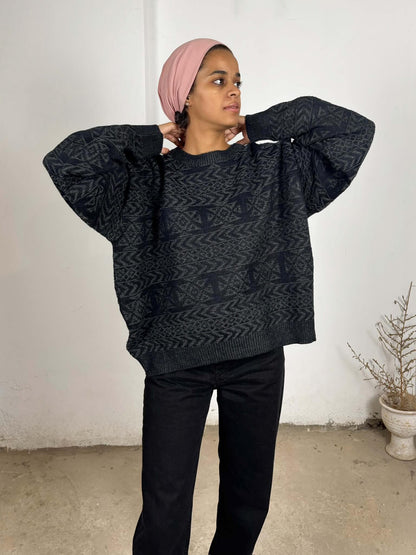 Vintage Dark Patterned Sweater