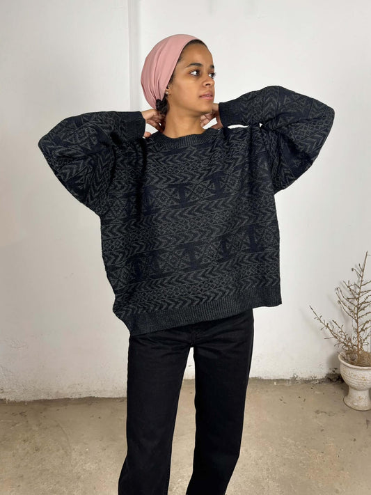 Vintage Dark Patterned Sweater