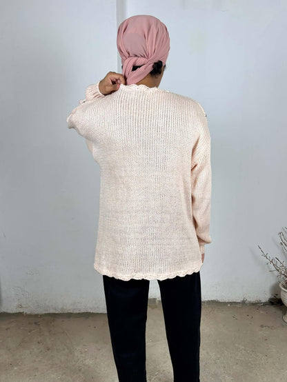 Pink Vintage Floral Knit Sweater