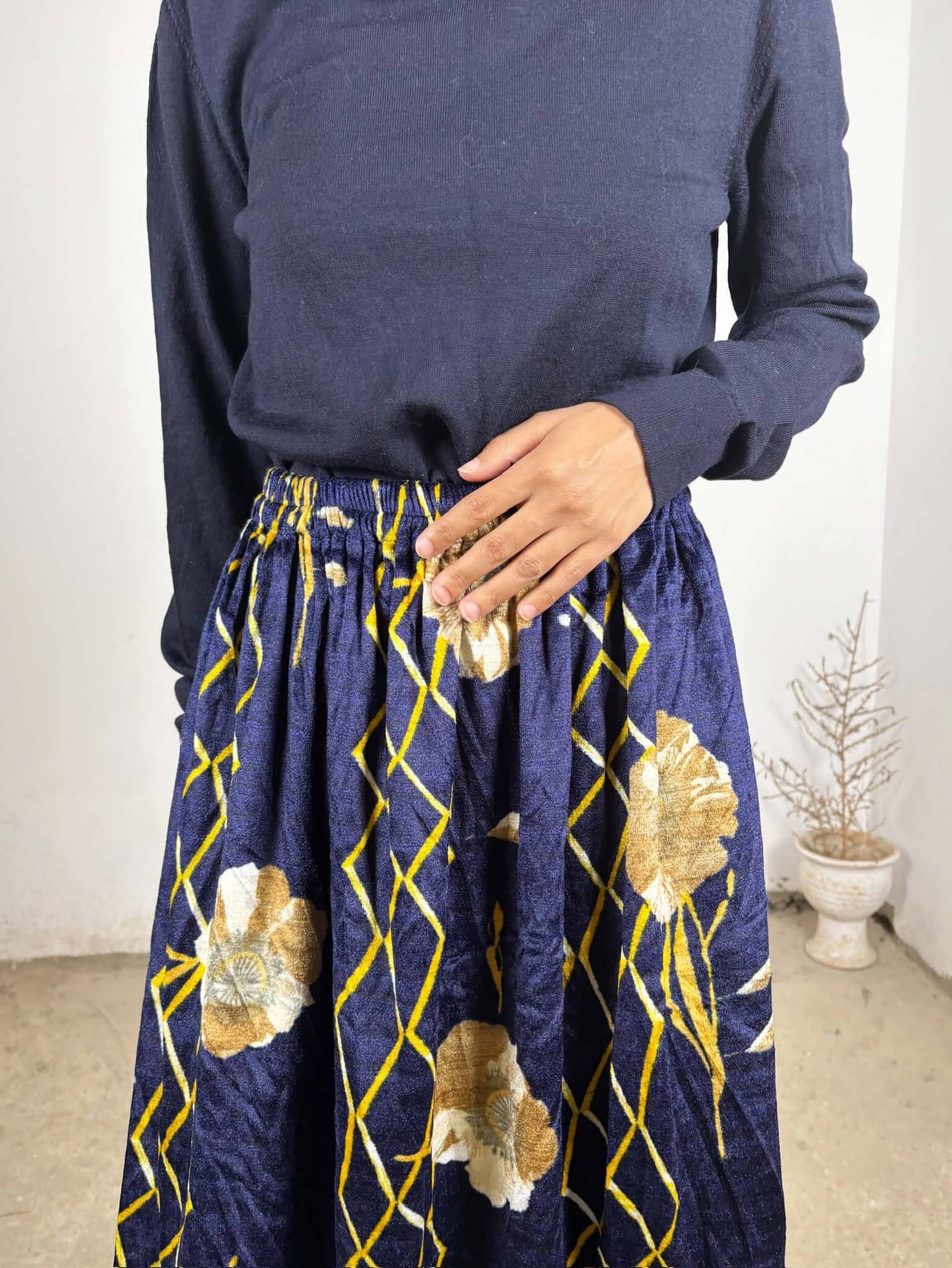 Vintage Velvet Patterned Skirt