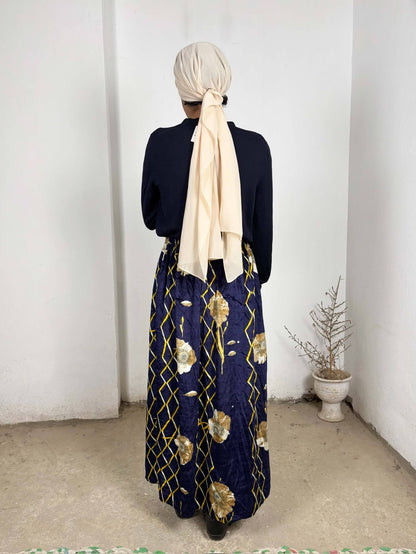Vintage Velvet Patterned Skirt