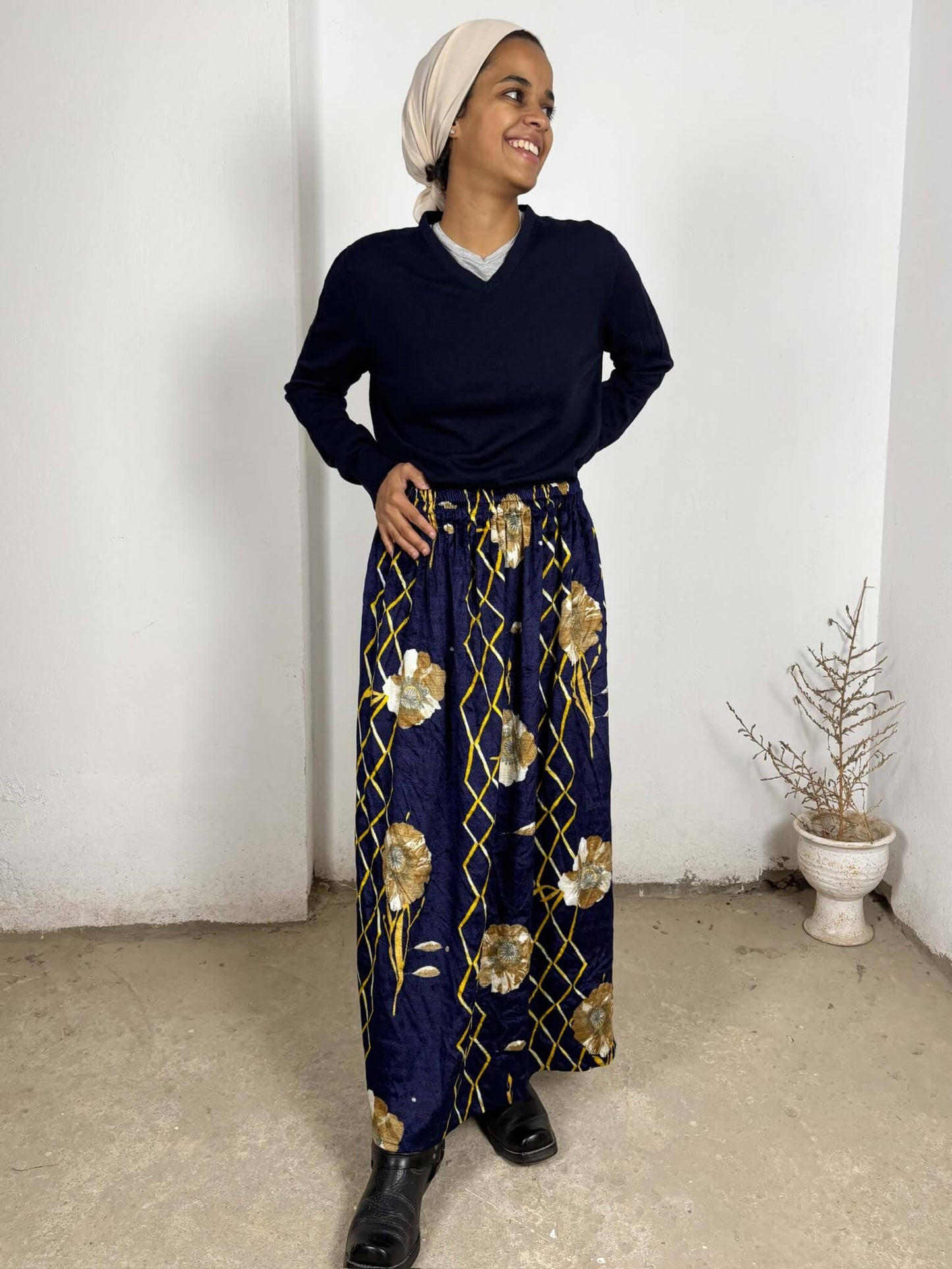 Vintage Velvet Patterned Skirt