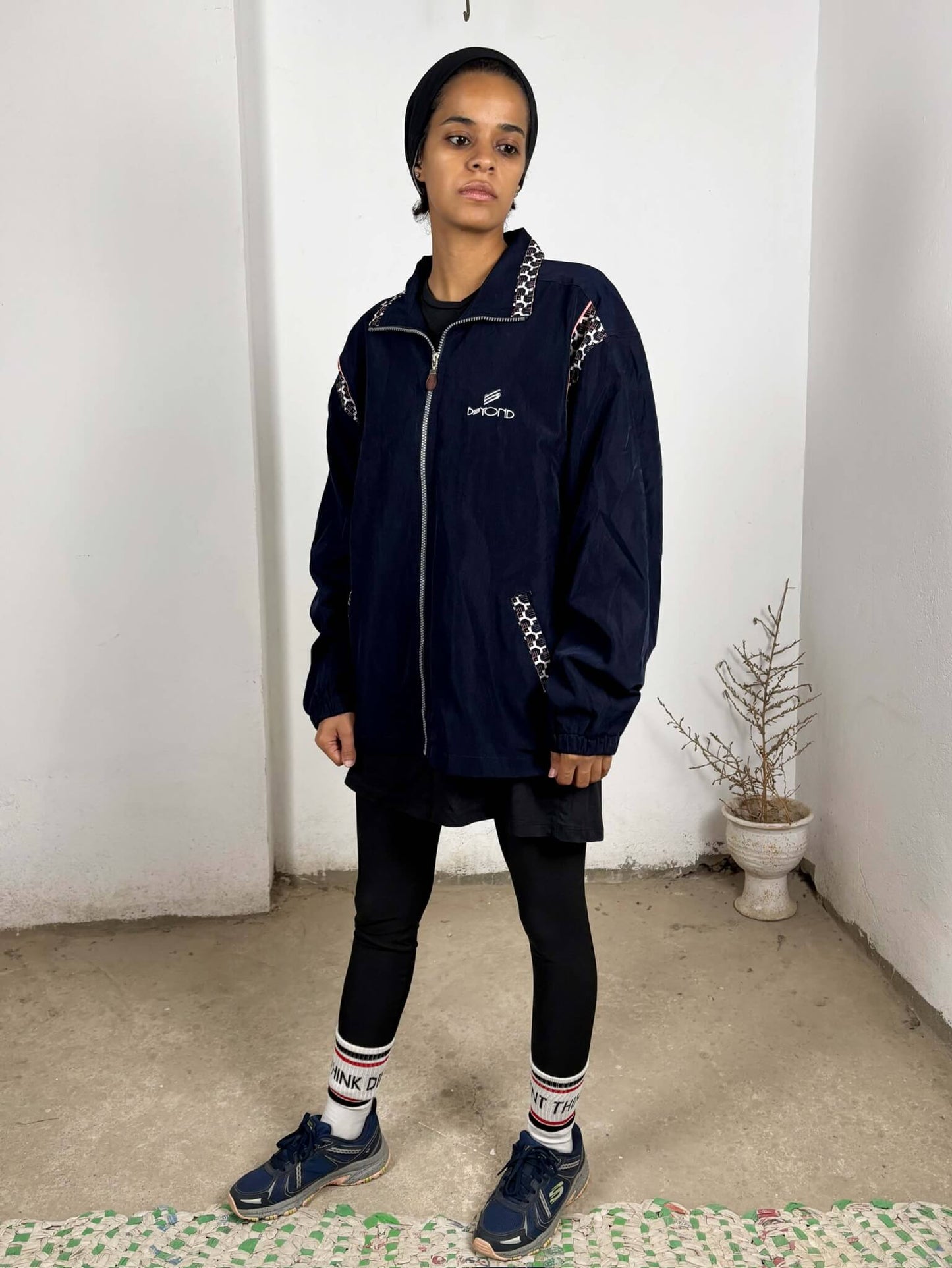 Navy Blue Vintage Windbreaker