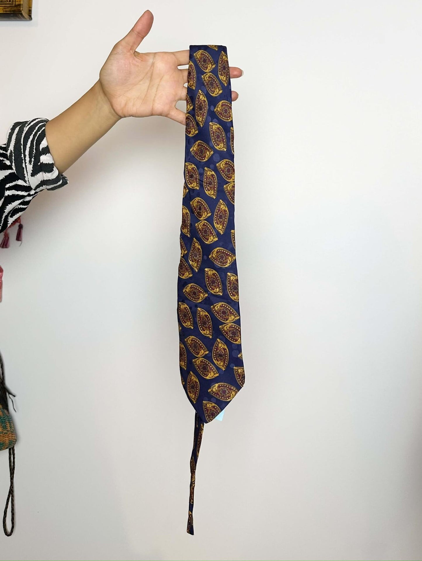 Navy Patterned Silk Tie