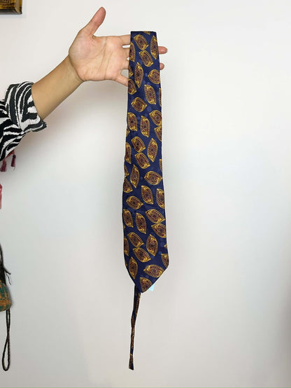 Navy Patterned Silk Tie