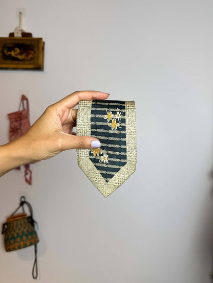 Navy and Cream Floral Tie