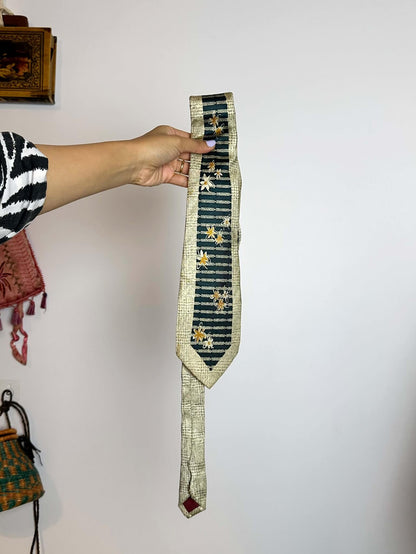 Navy and Cream Floral Tie