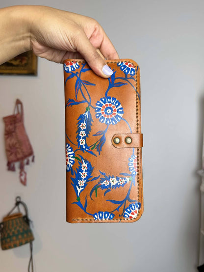 Handpainted Floral Leather Wallet