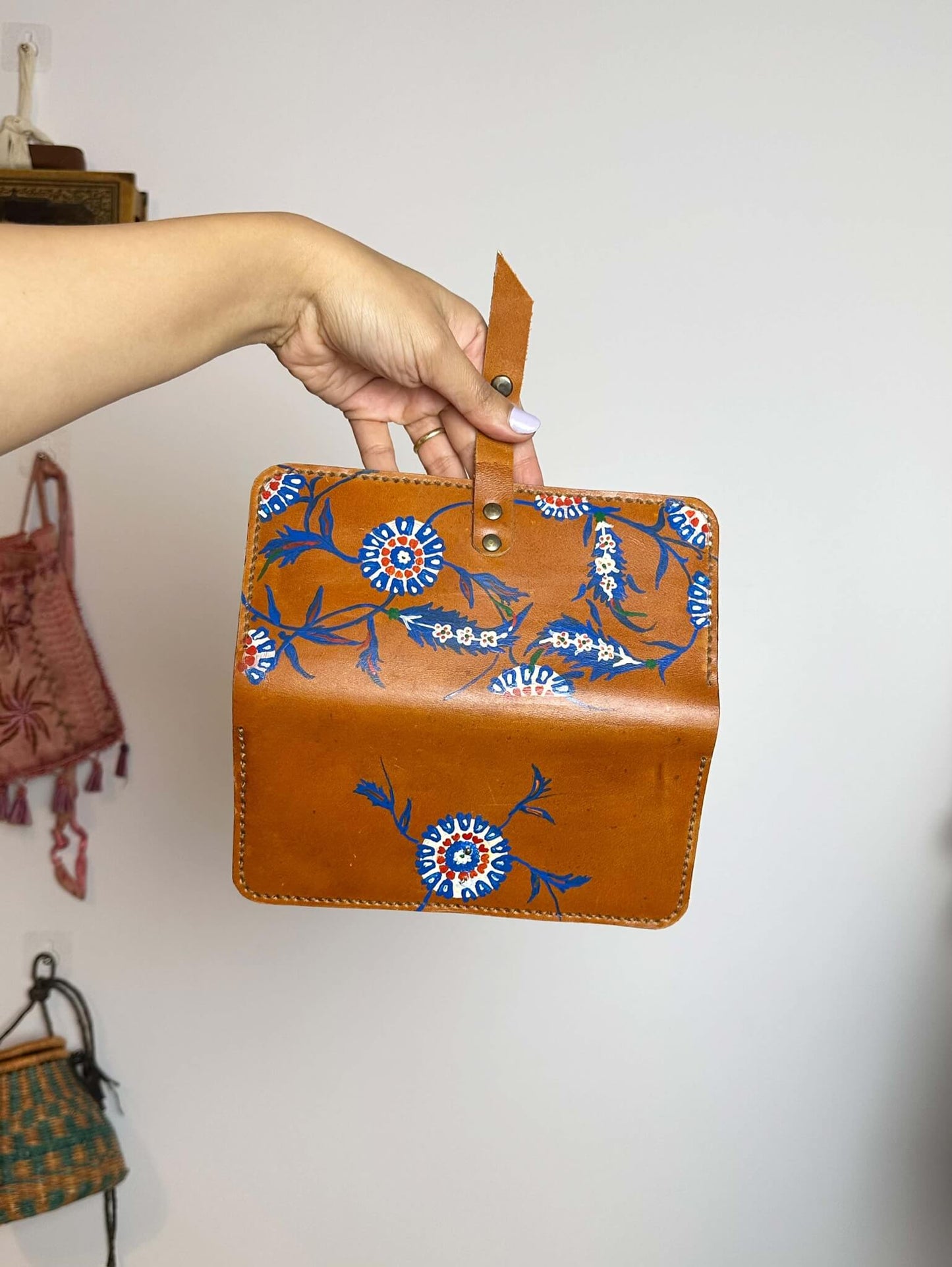 Handpainted Floral Leather Wallet