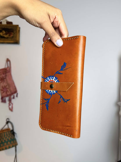 Handpainted Floral Leather Wallet