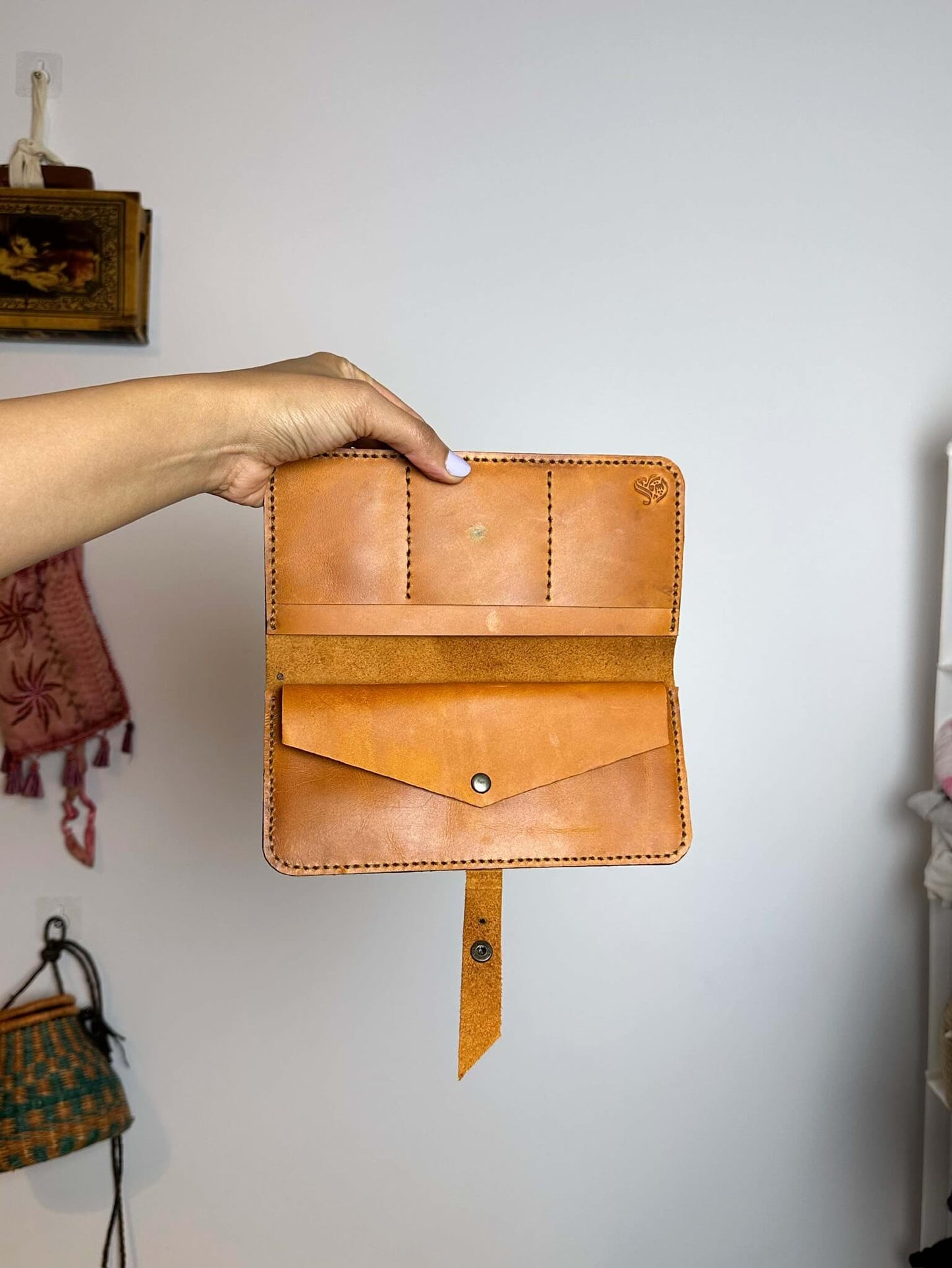Handpainted Floral Leather Wallet