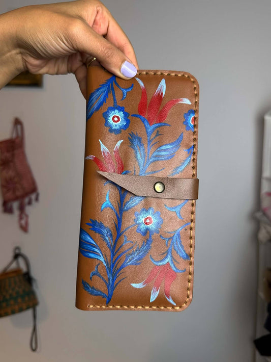 Handpainted Islamic Floral Leather Wallet