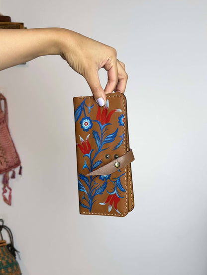 Handpainted Islamic Floral Leather Wallet