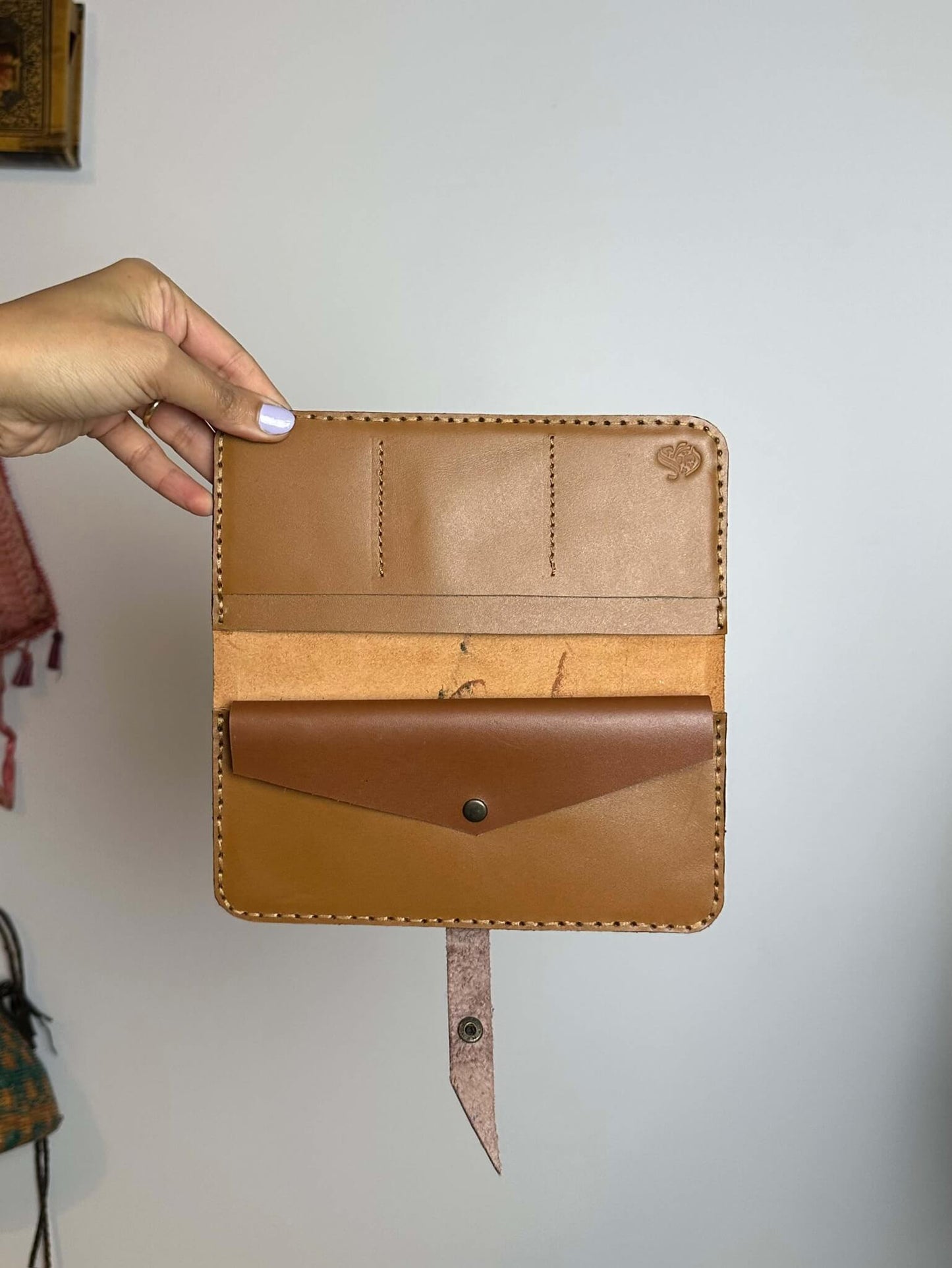 Handpainted Islamic Floral Leather Wallet