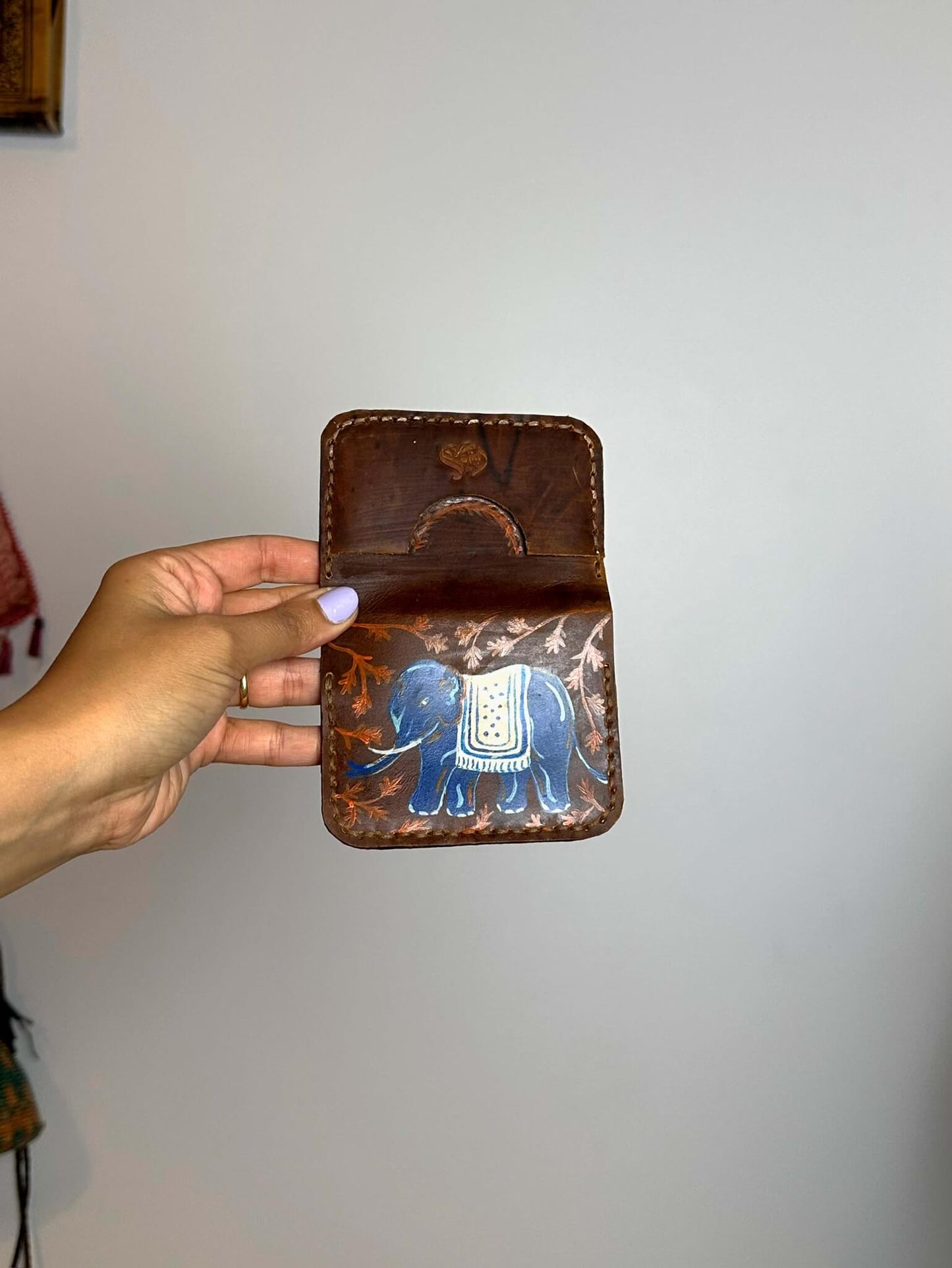 Elephant Handpainted Leather Wallet
