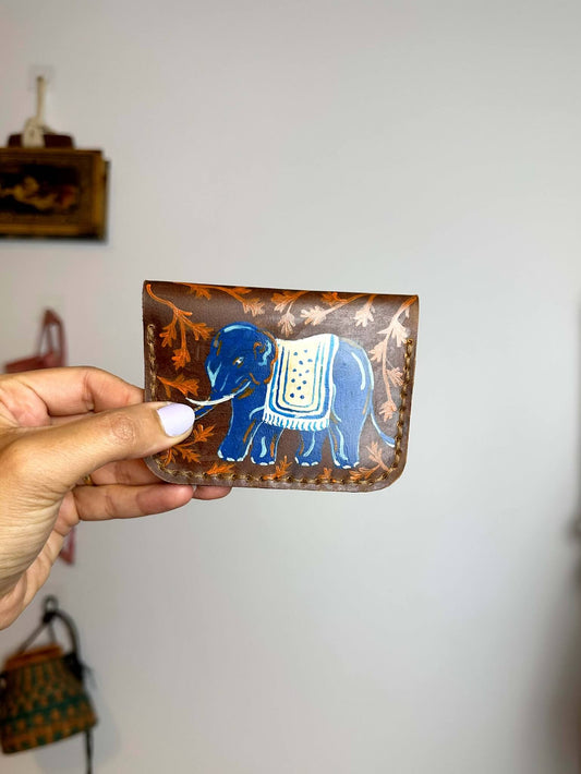Elephant Handpainted Leather Wallet