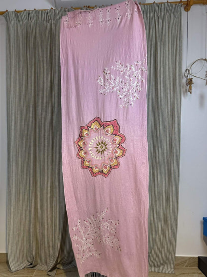 Mandala Handpainted Pink Shawl