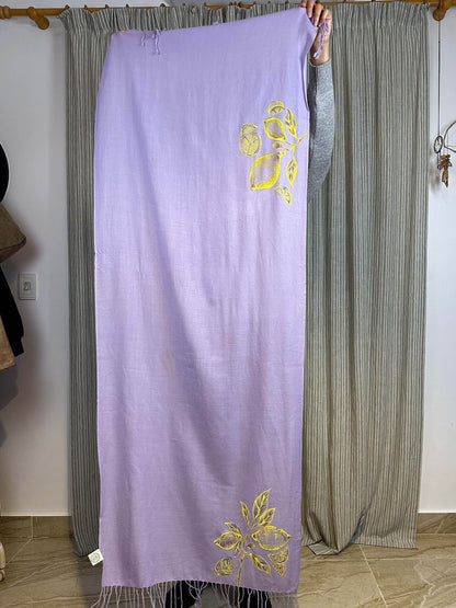 Lemon Handpainted Lilac Shawl