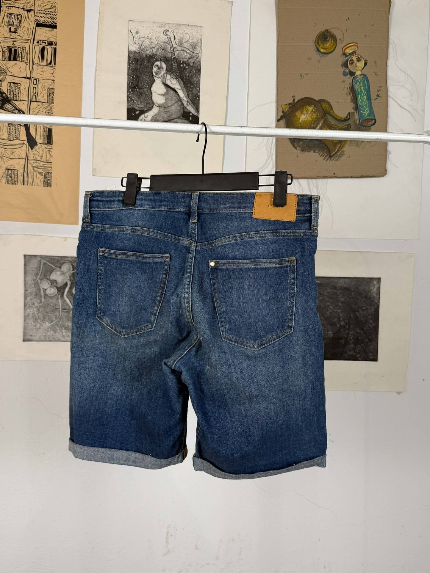 Koi Fish Handpainted Denim Shorts