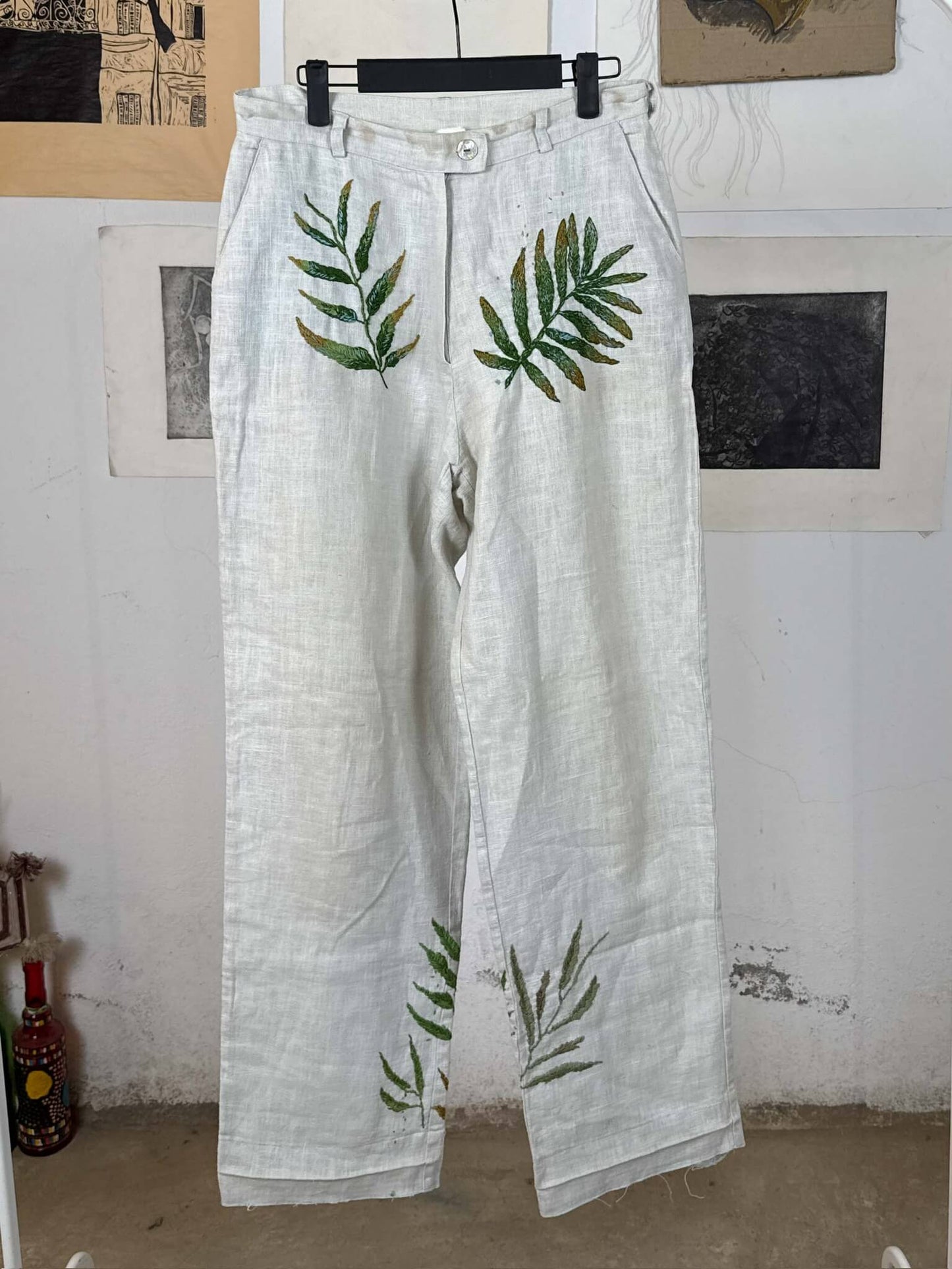 Palms Embroidered Pants