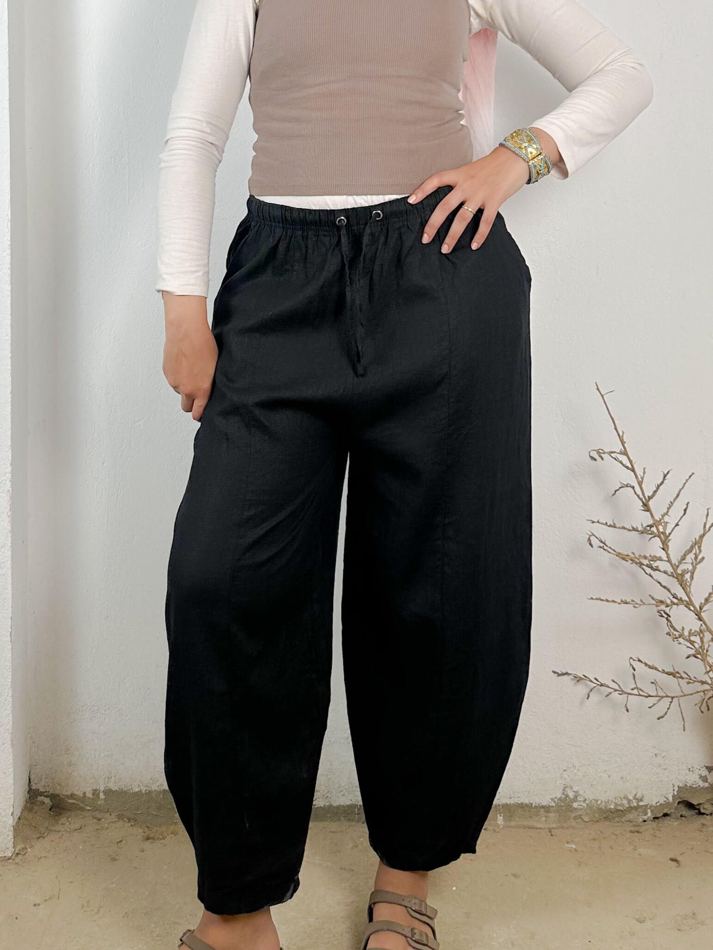 Linen Black Vintage Pants