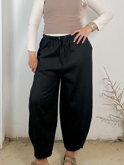 Linen Black Vintage Pants