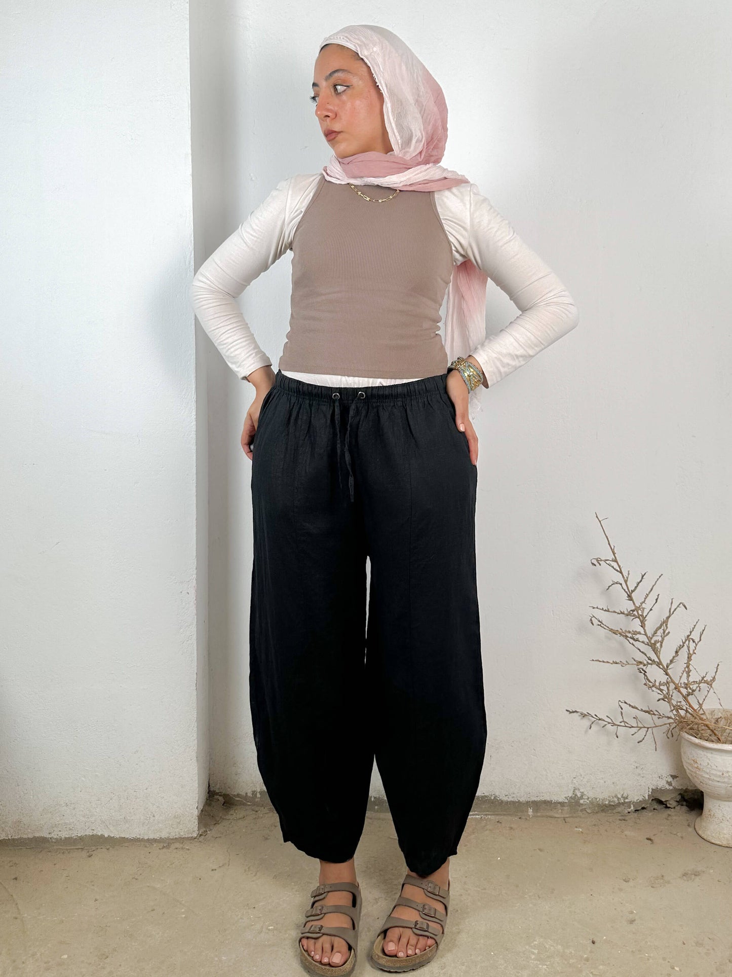 Linen Black Vintage Pants