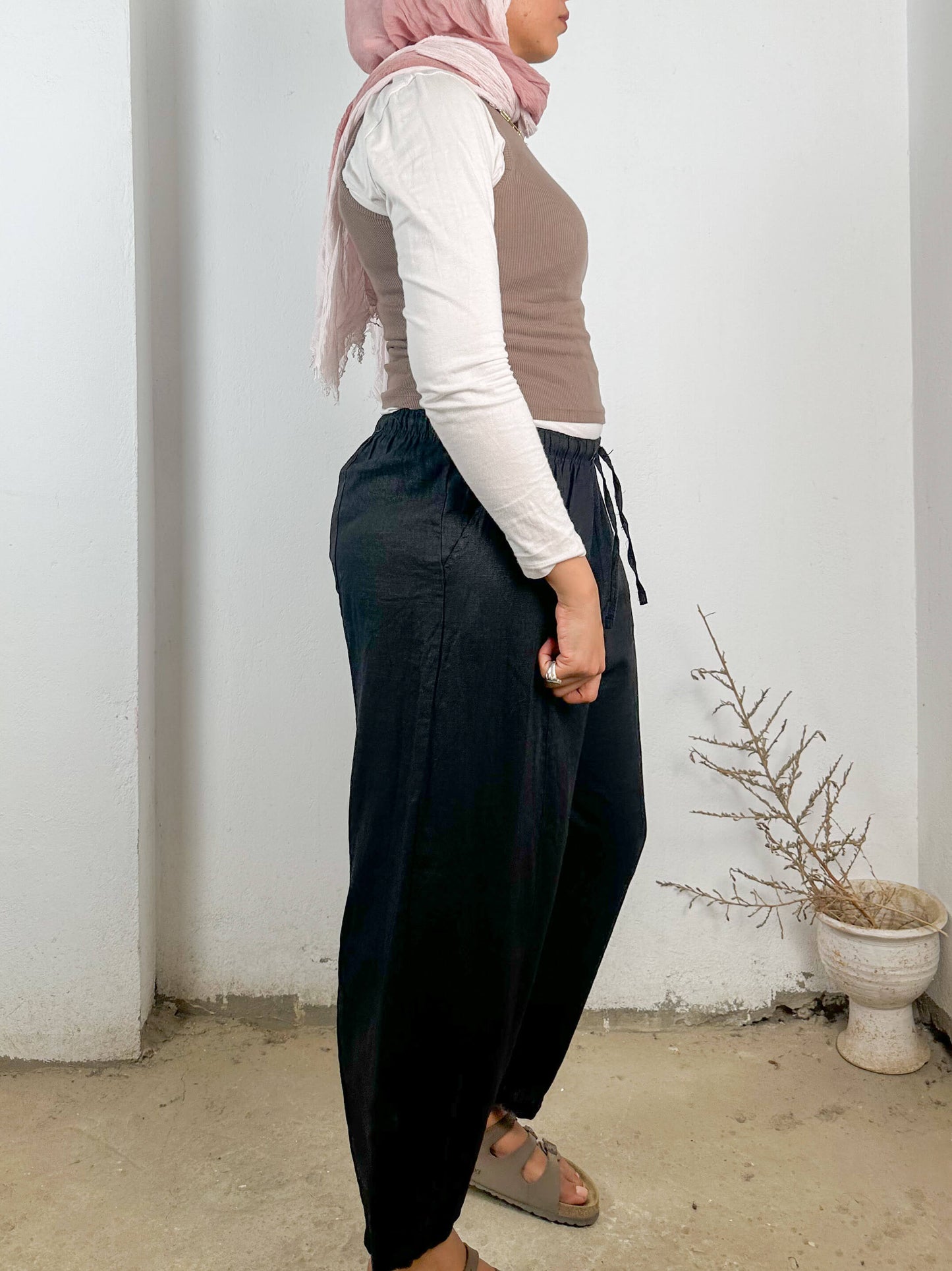 Linen Black Vintage Pants