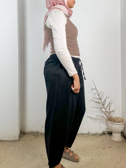 Linen Black Vintage Pants