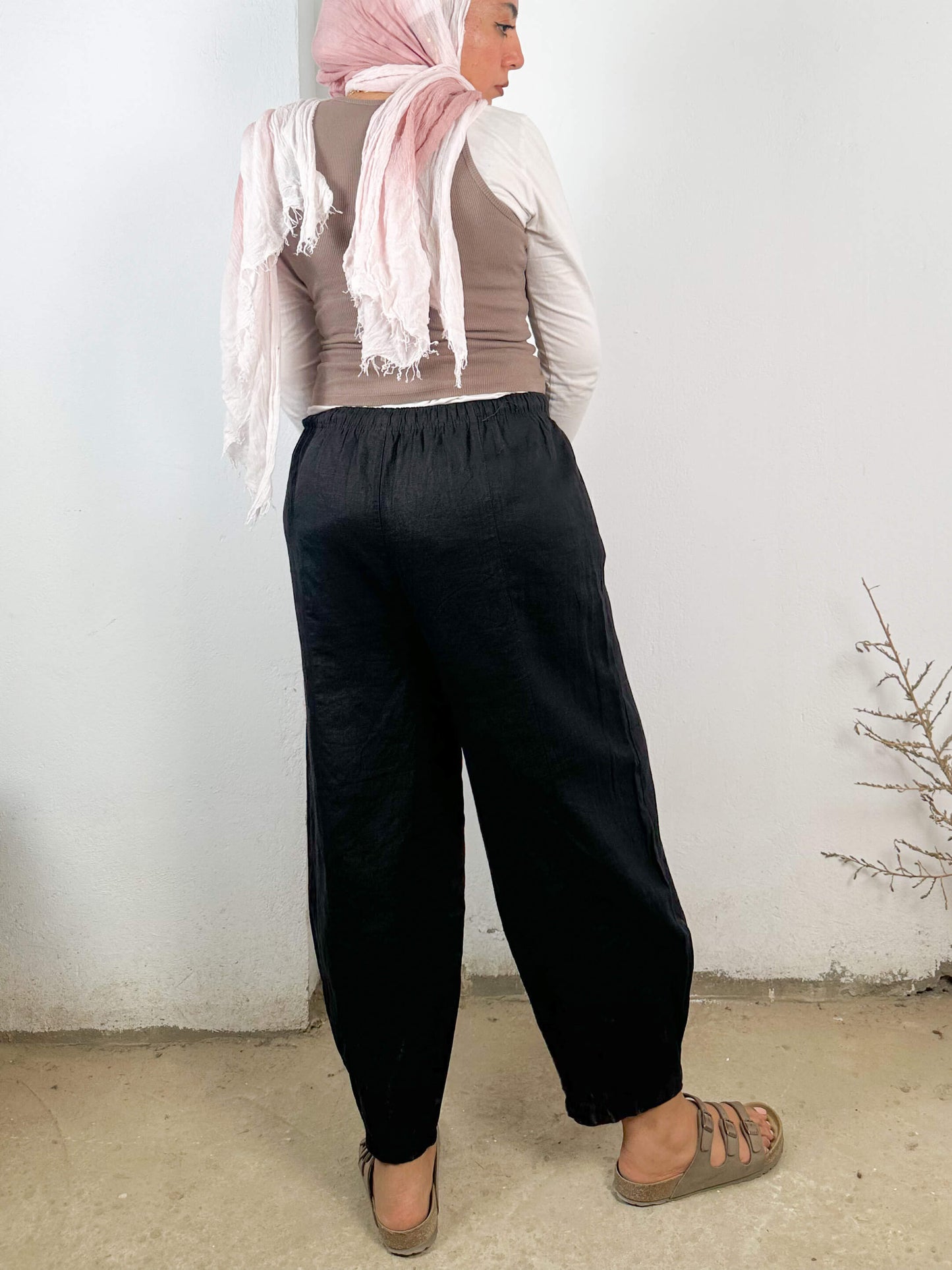 Linen Black Vintage Pants