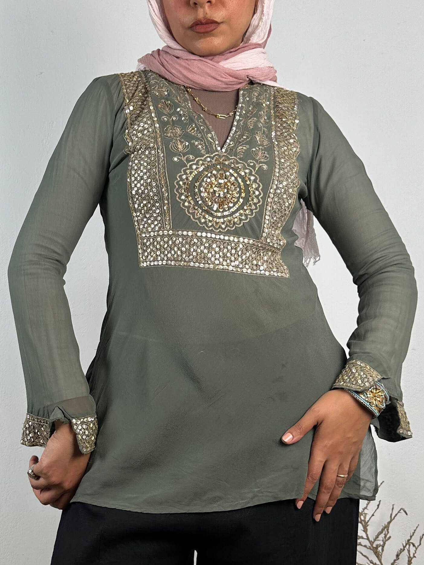 Beaded Silk Vintage Top
