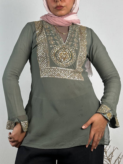 Beaded Silk Vintage Top