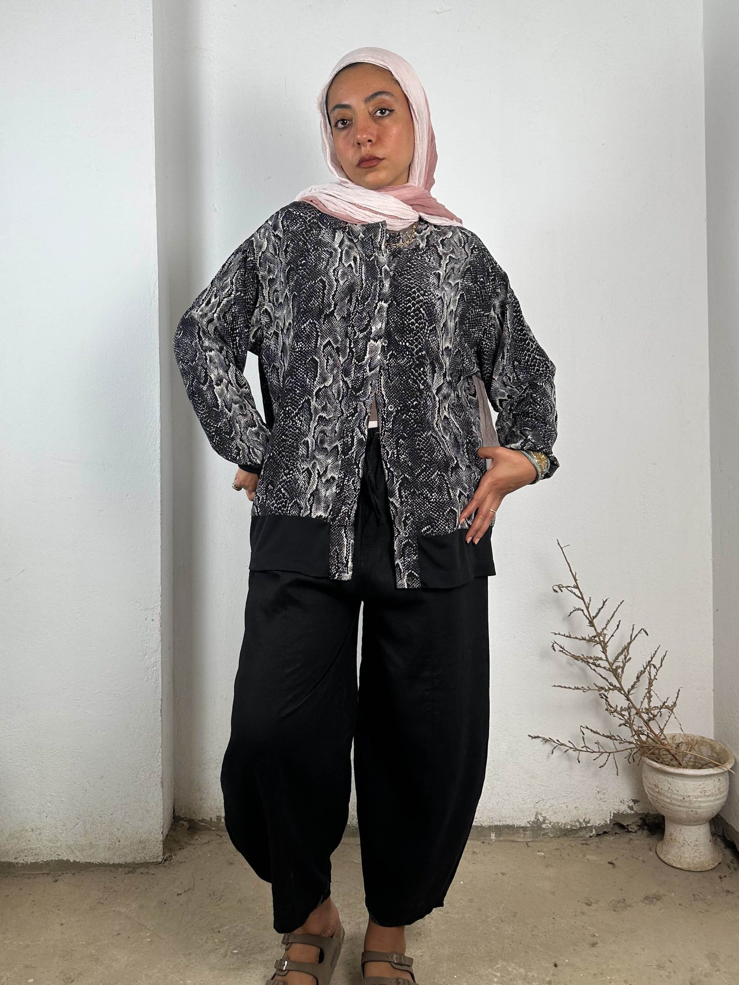 Snake Print Silk Vintage Shirt