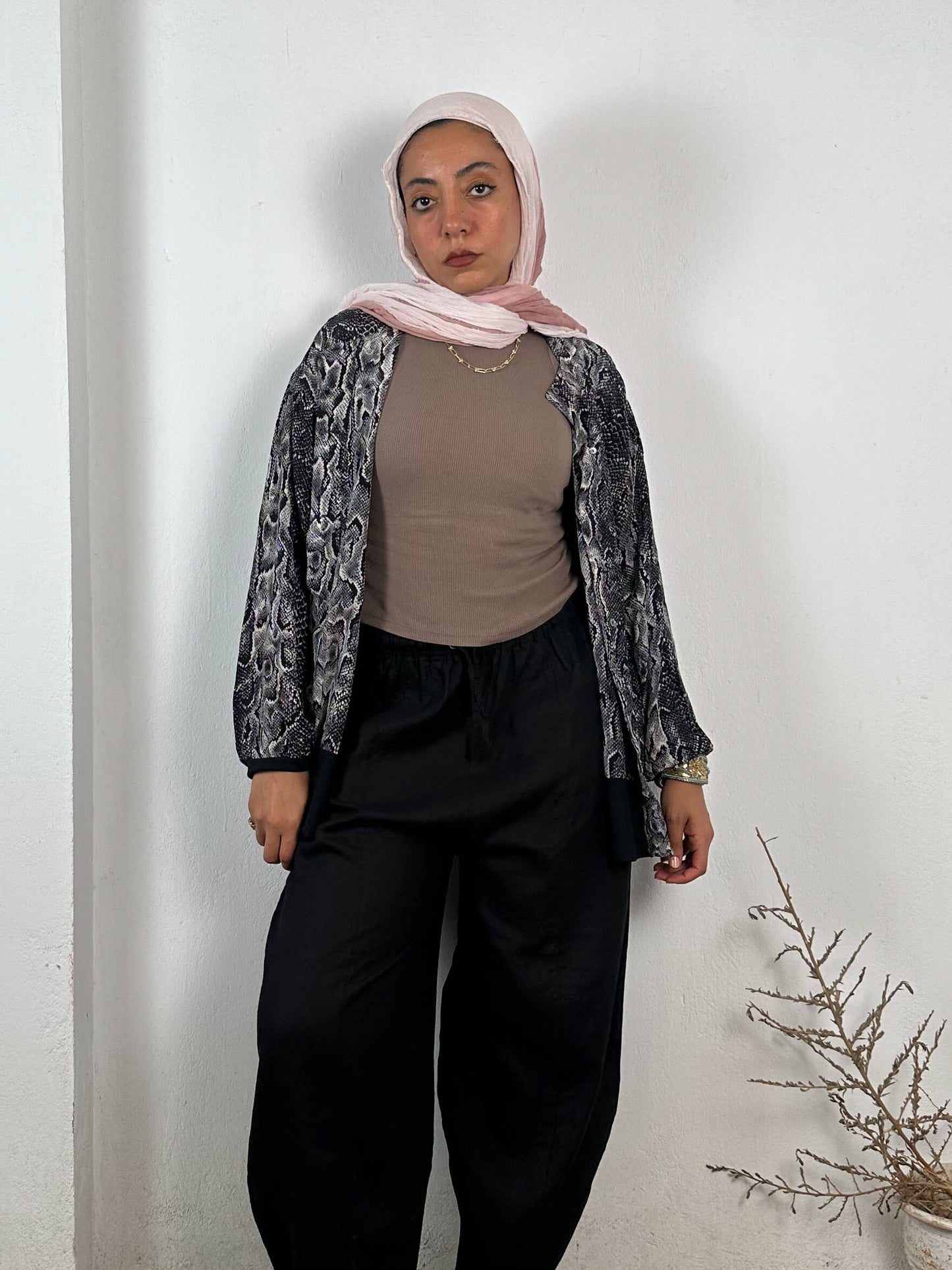 Snake Print Silk Vintage Shirt