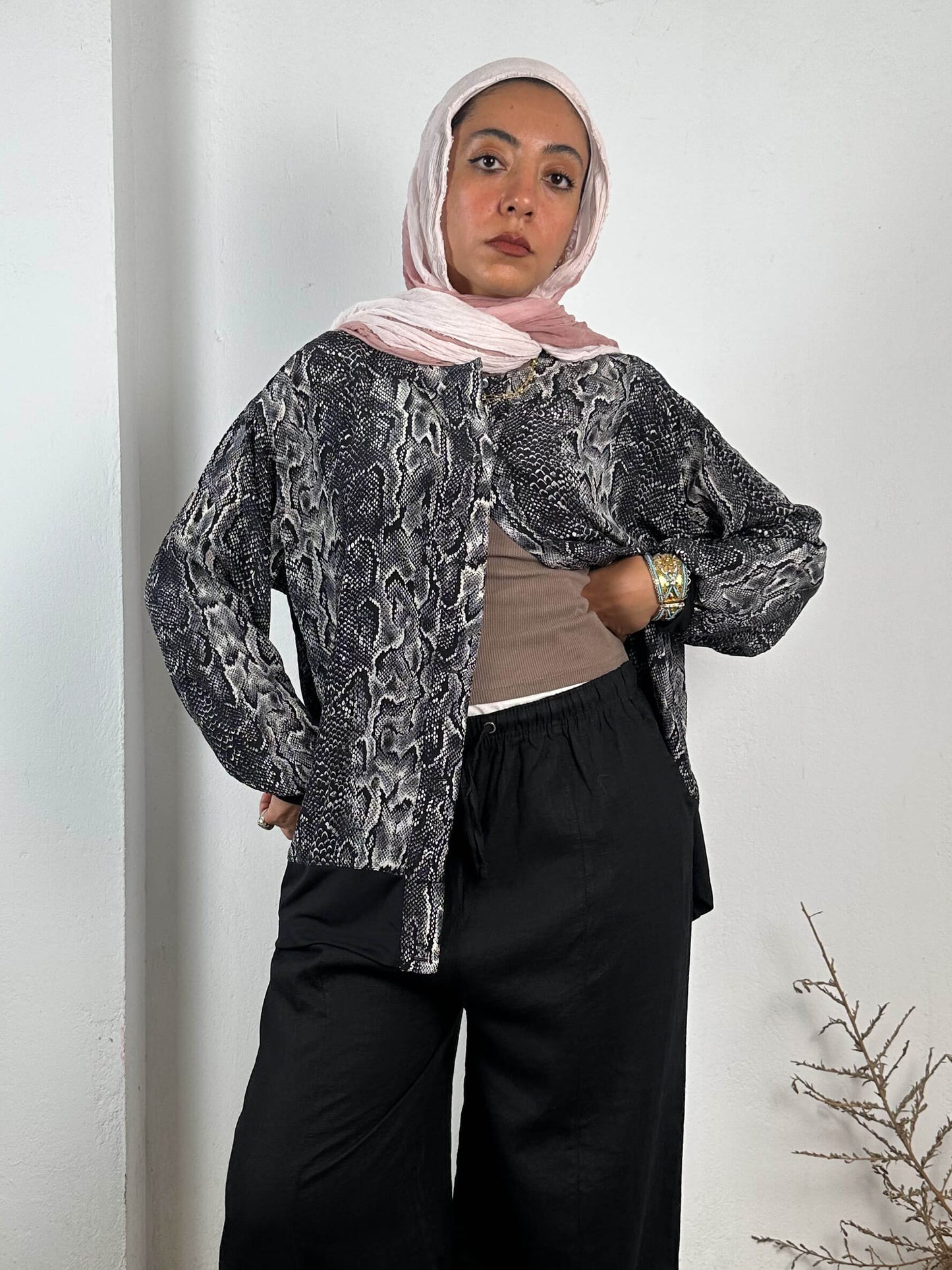 Snake Print Silk Vintage Shirt