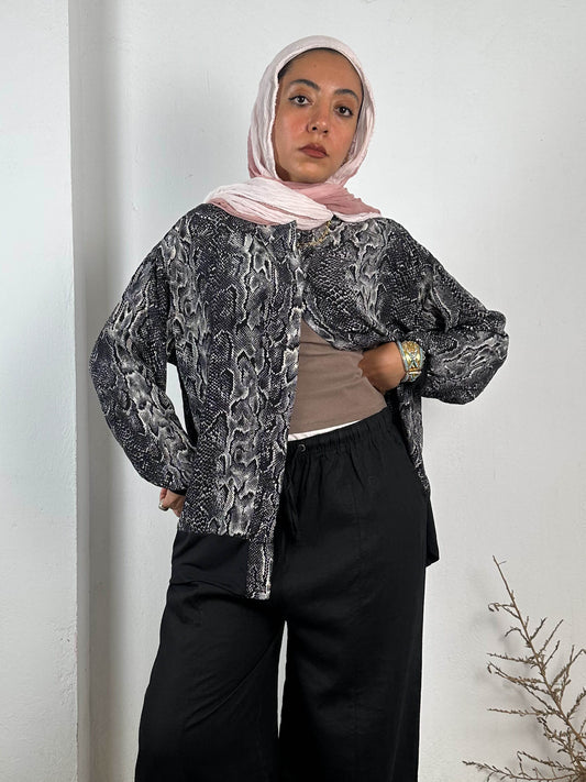 Snake Print Silk Vintage Shirt