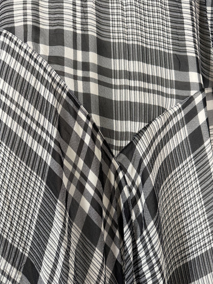 Asymmetrical Plaid Silk Midi Skirt