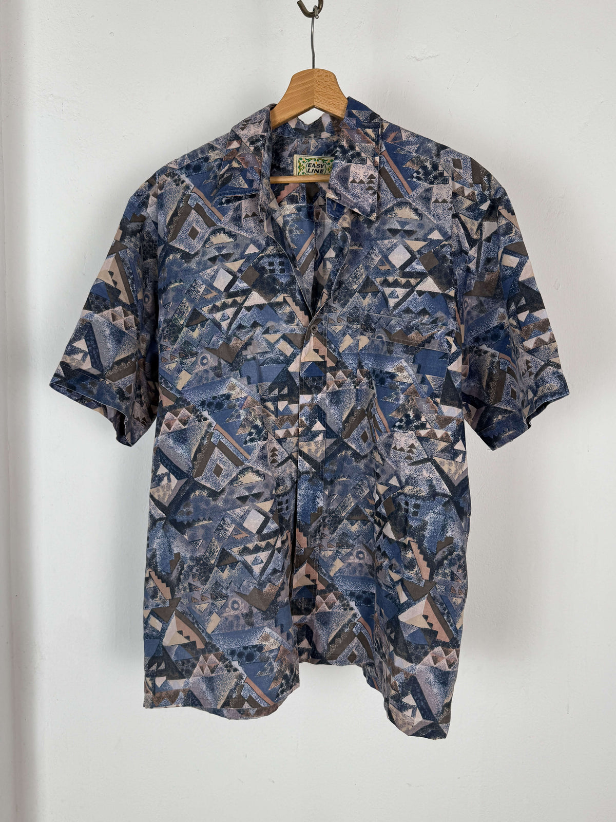 Blue Geometric Patterned Shirt