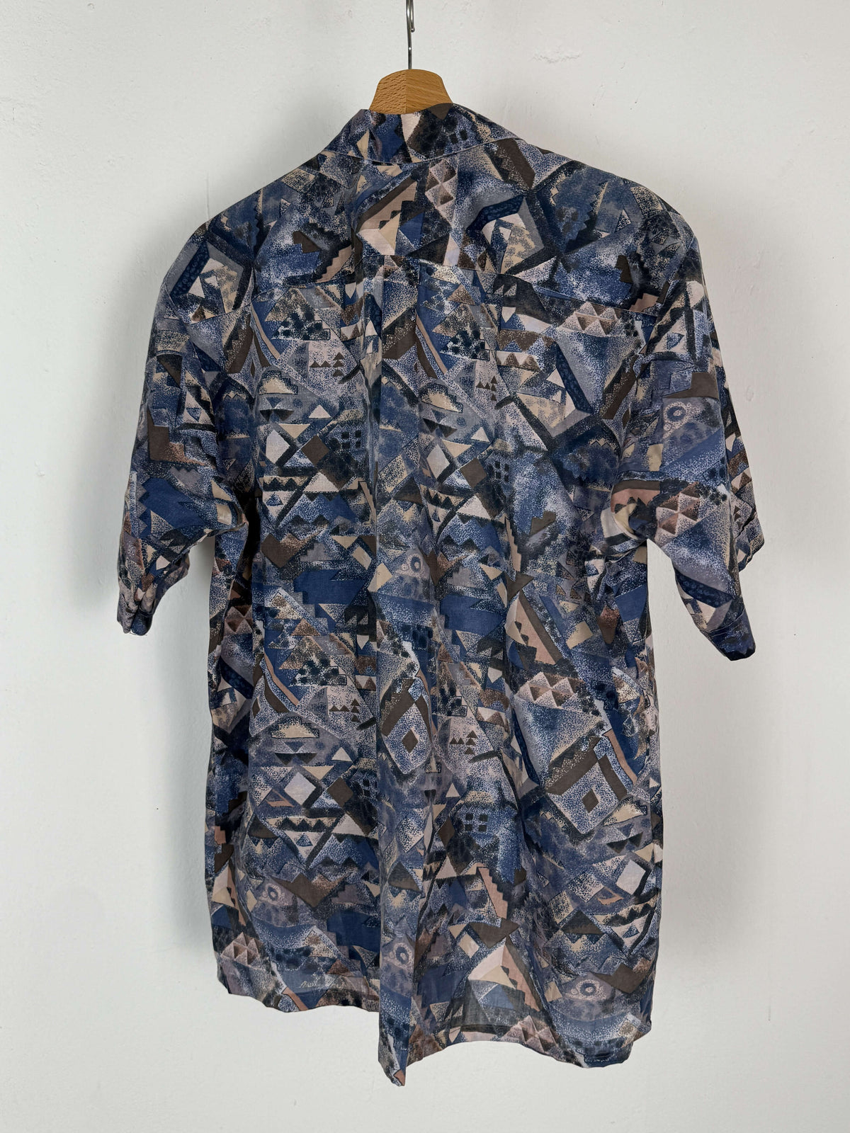 Blue Geometric Patterned Shirt