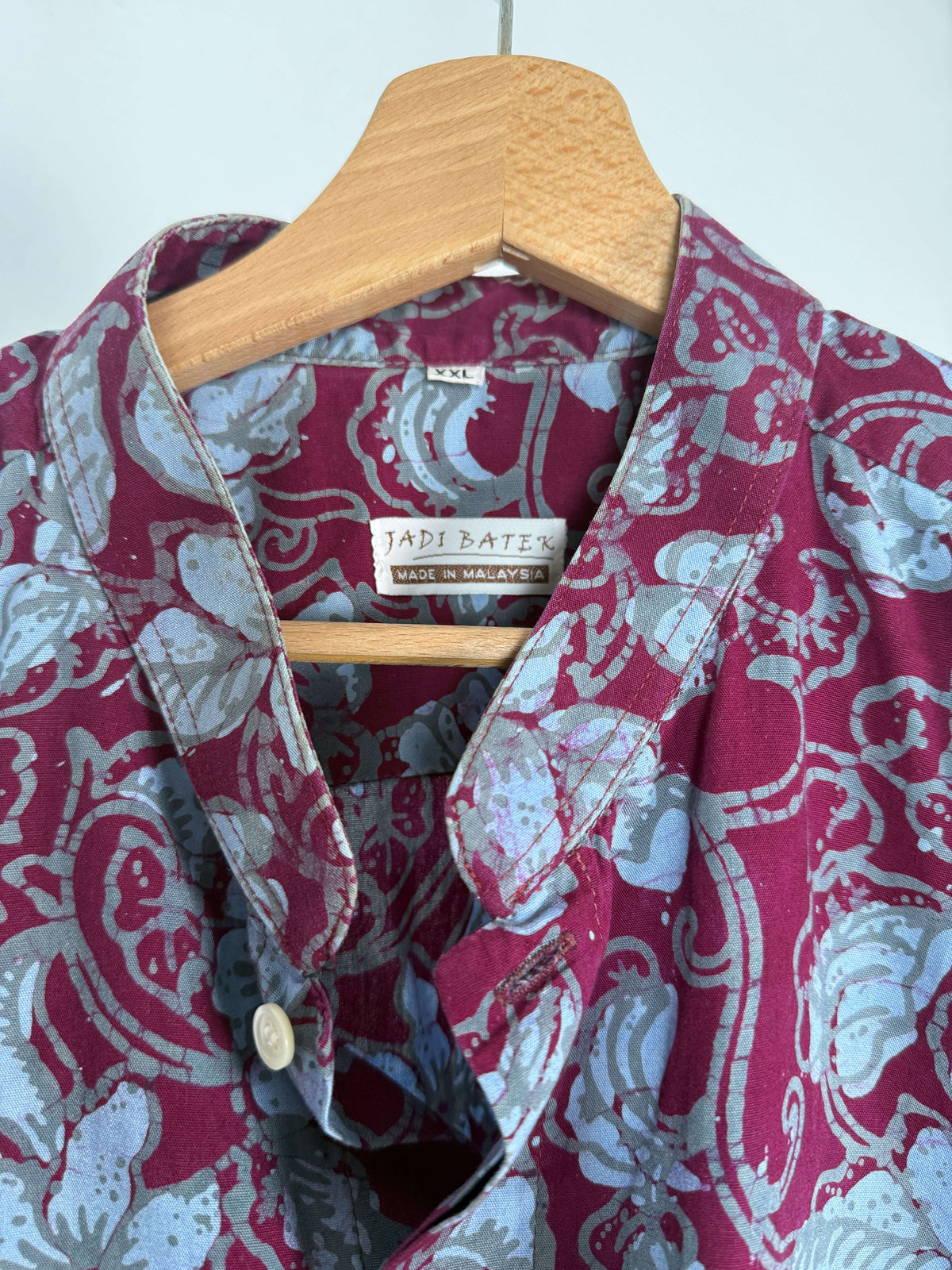 Patterned Burgundy and Blue Shirt