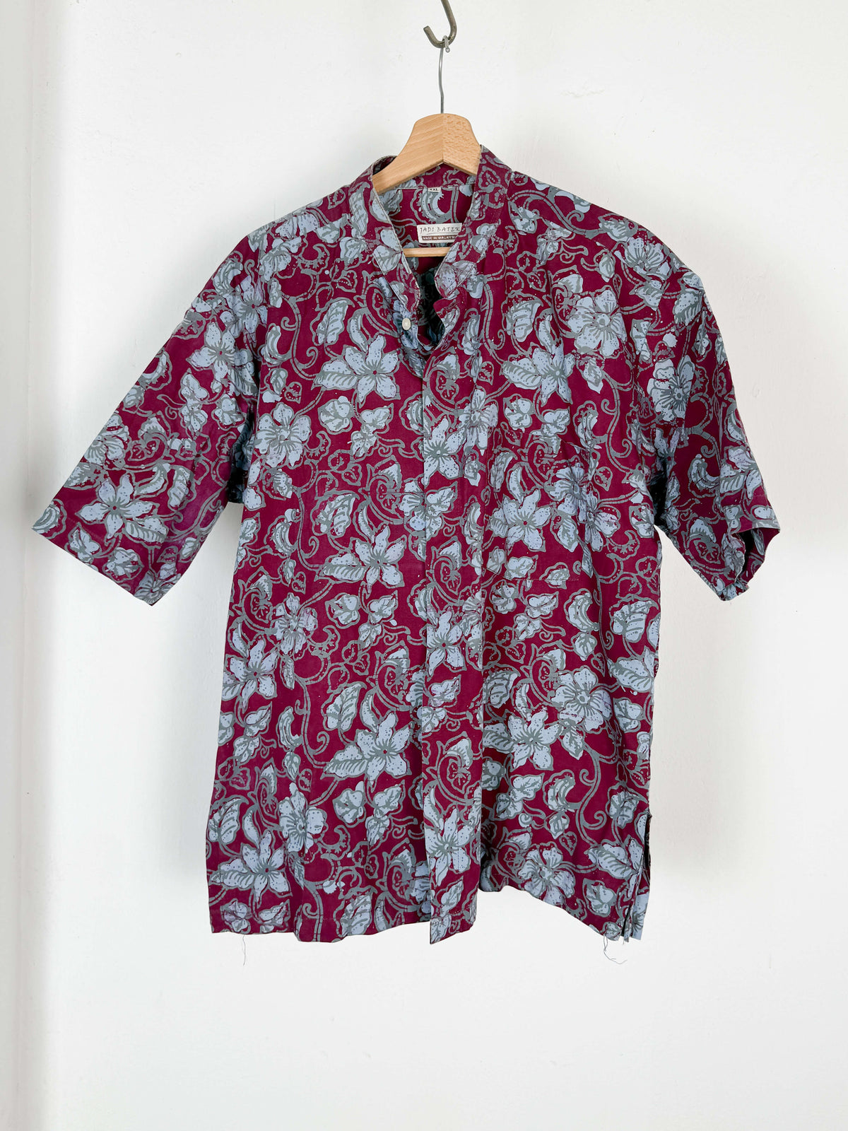 Patterned Burgundy and Blue Shirt