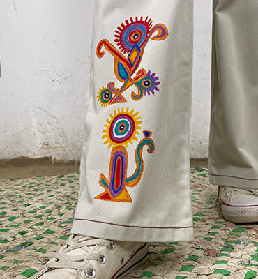 Hand Painted Jeans with Indian Patterns